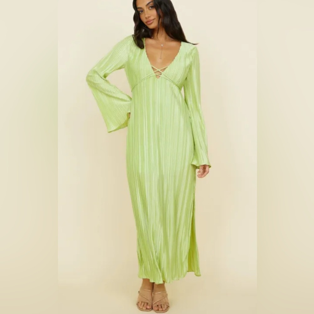 Fortunate One Lime Green Maxi Dress Size US 6
